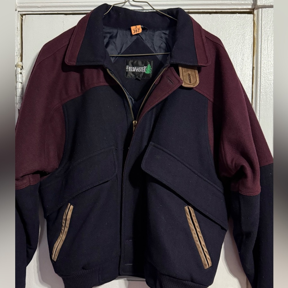 Vintage Fields Master Burgundy and navy bomber jacket  size M freshly cleaned